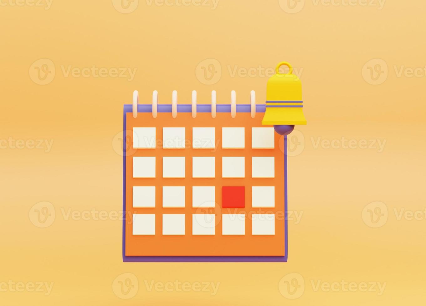 Calendar with Bell notification. 3d rendering photo