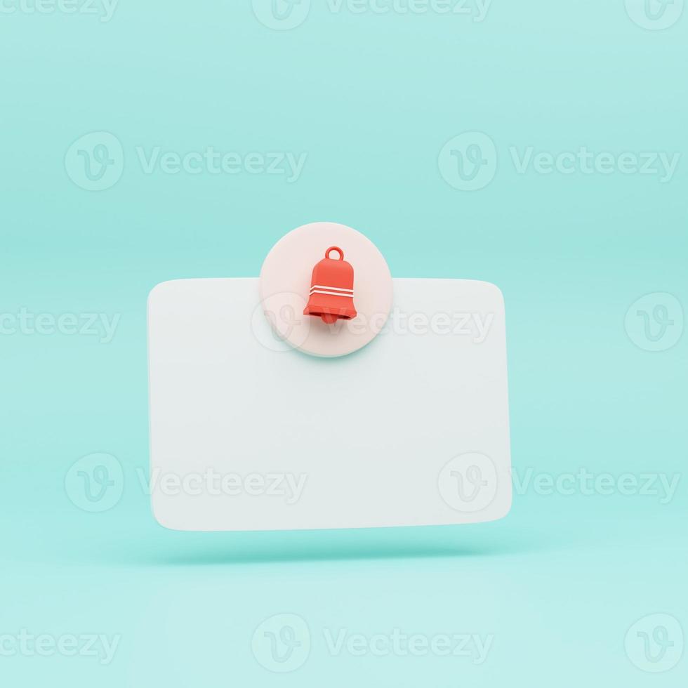 3D White speech bubble with a bell notification icon. 3d render illustration photo