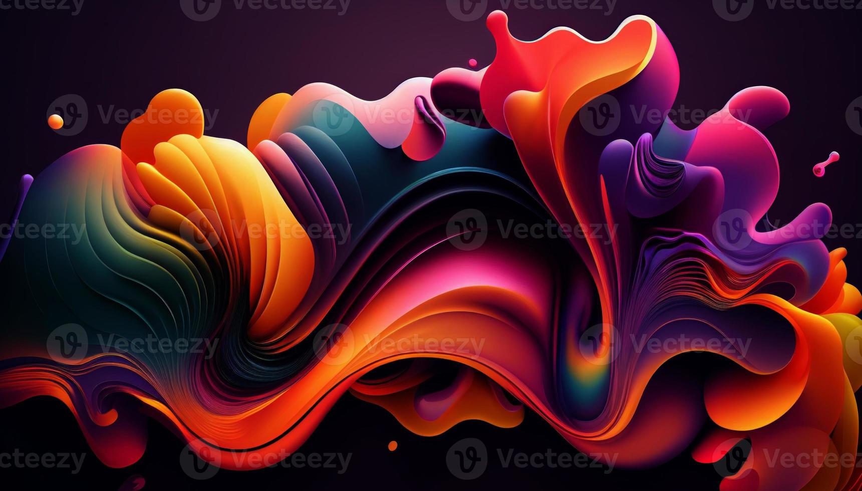 Abstract colorful gradient fluid grow in the dark. illustration. photo