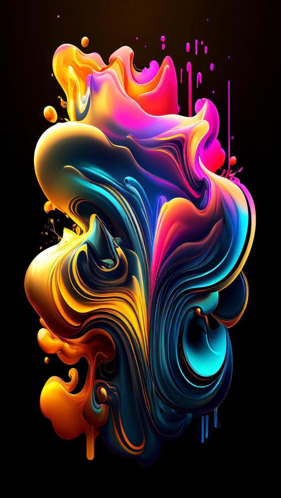 Abstract colorful gradient fluid grow in the dark. illustration. photo