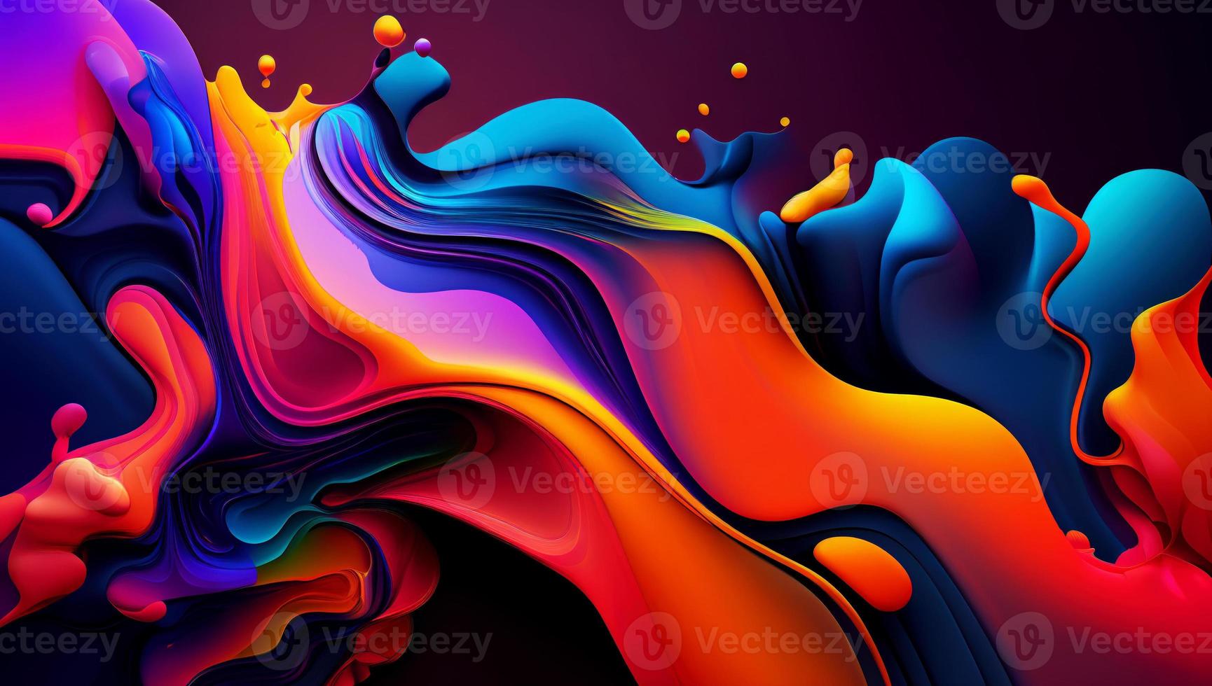 Abstract colorful gradient fluid grow in the dark. illustration. photo