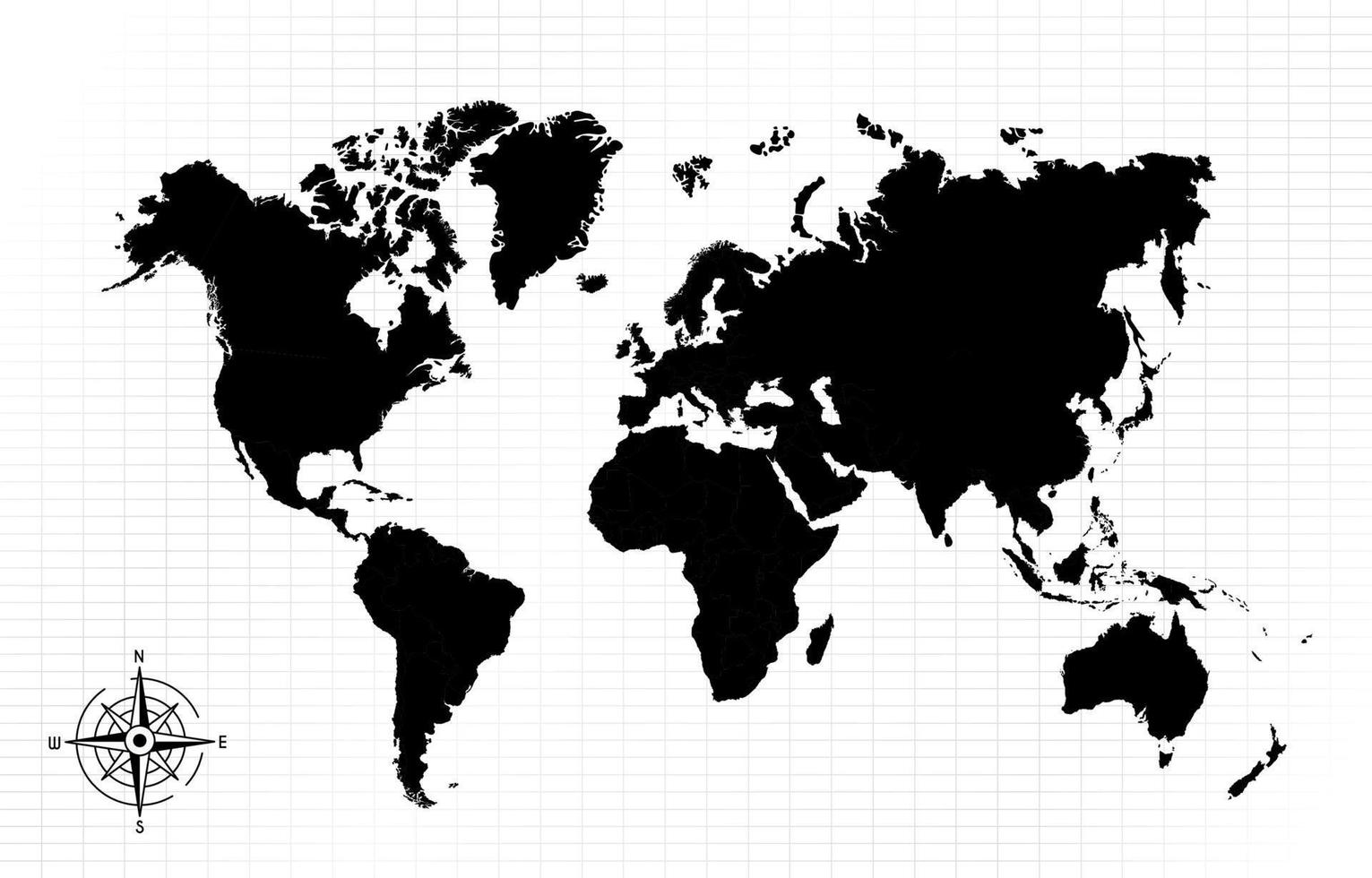 Minimalist Black and White World Map Concept vector