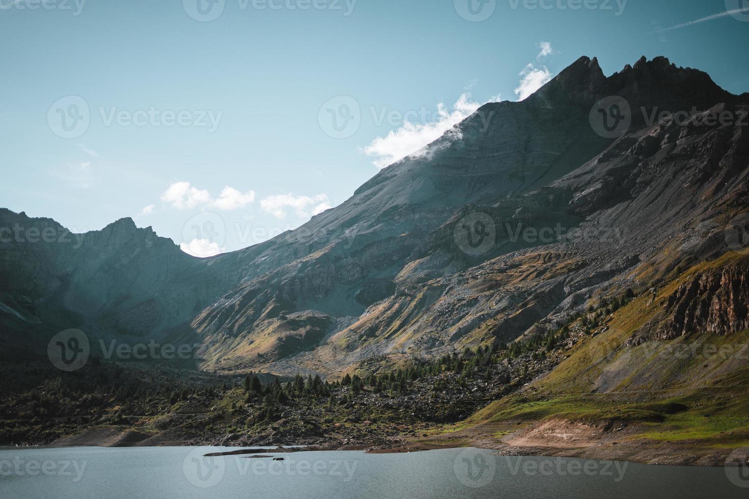 Spectacular lake in the Alps during autumn photo
