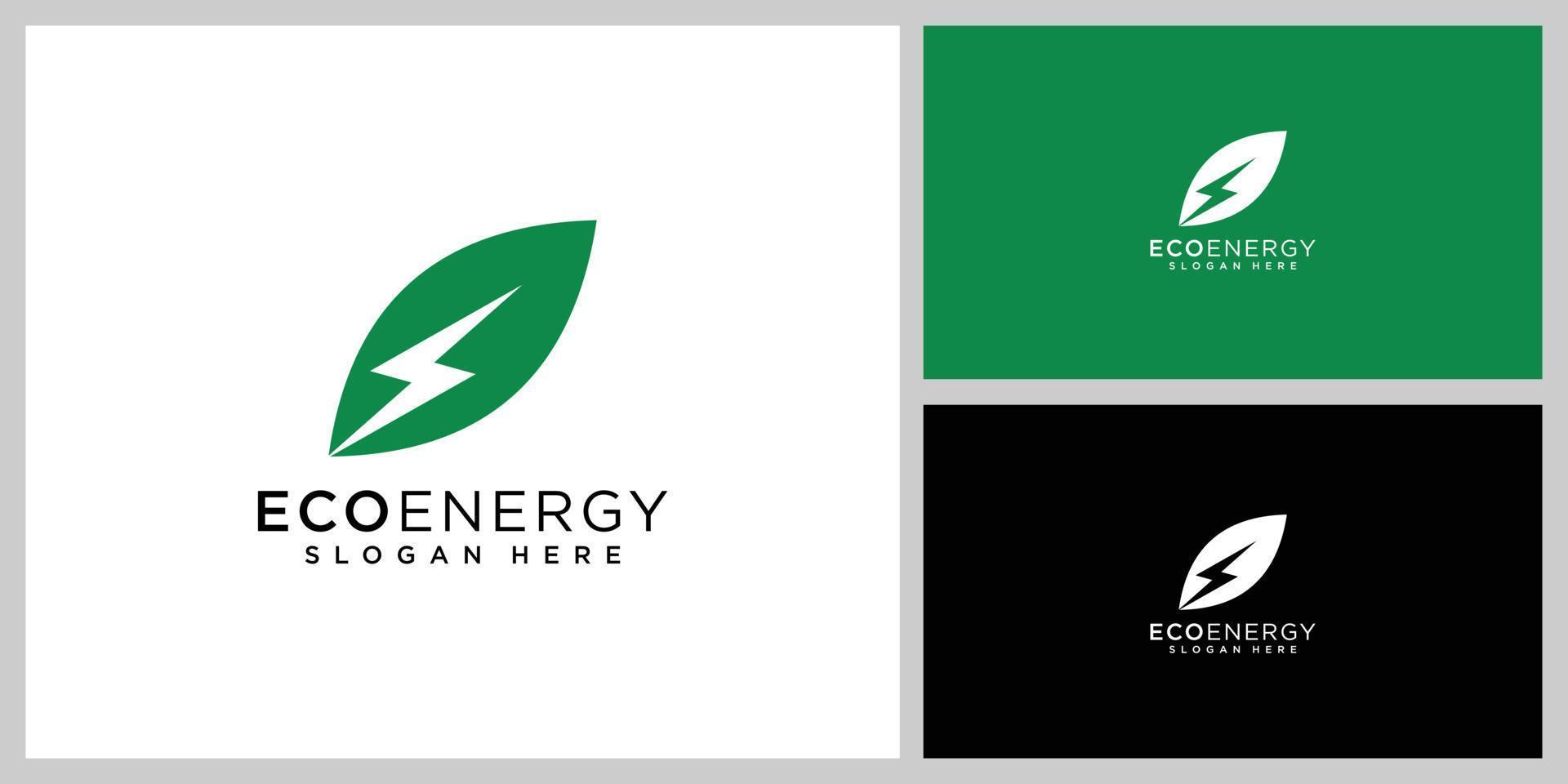 Eco energy with leaf vector logo template.