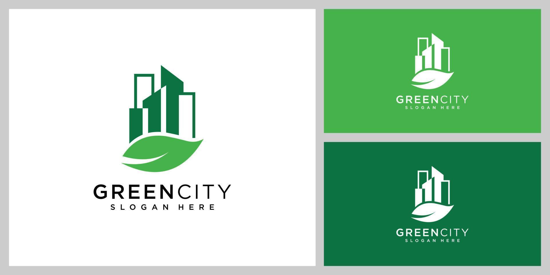 verde ciudad logo vector diseño modelo