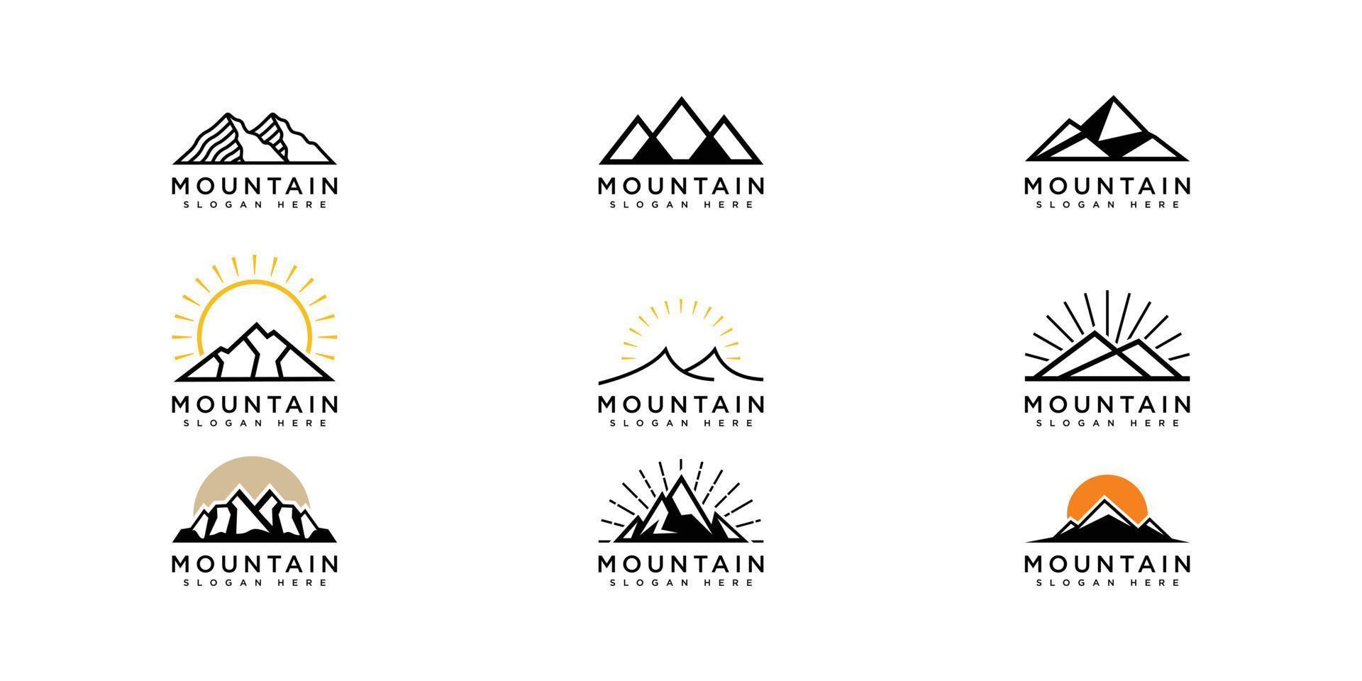 set of mountain logo vector design