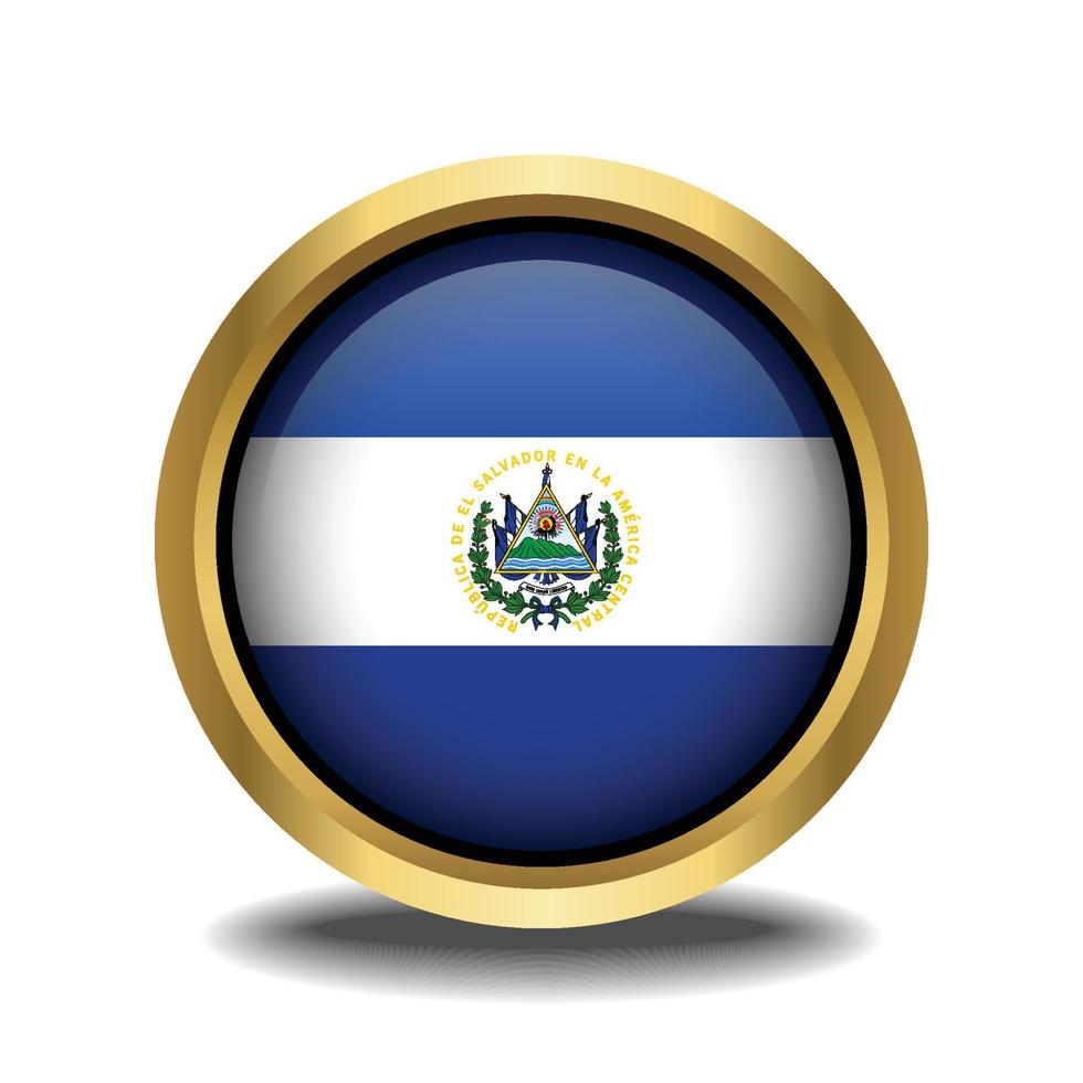 el el Salvador bandera circulo forma botón vaso en marco dorado vector