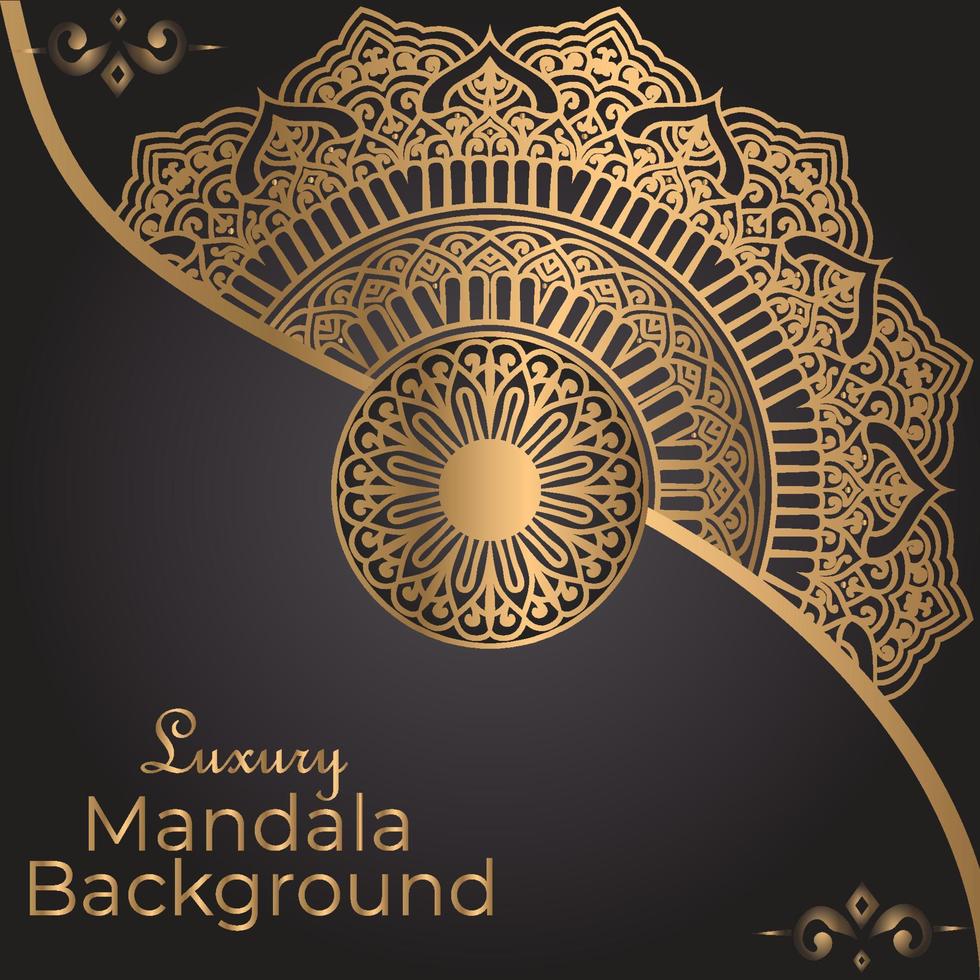 Fondo de diseño de mandala ornamental de lujo en color dorado. vector