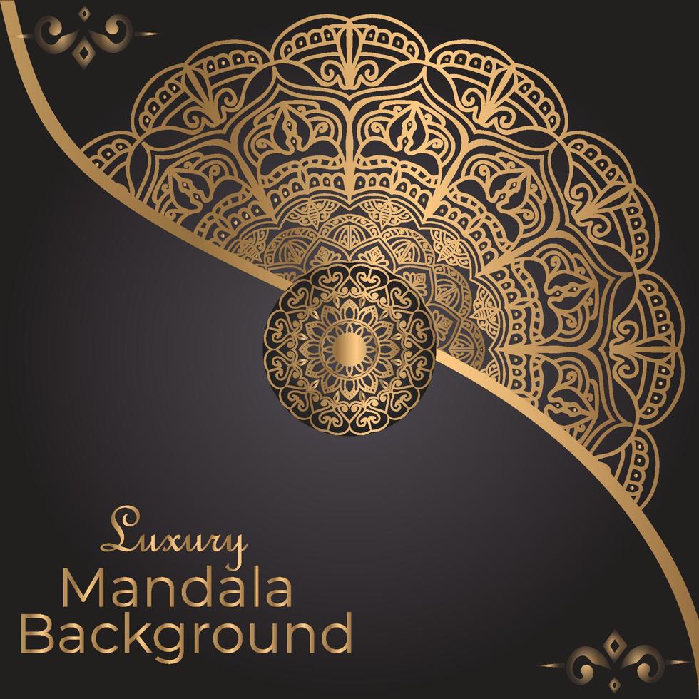 luxury ornamental mandala design background in gold color vector