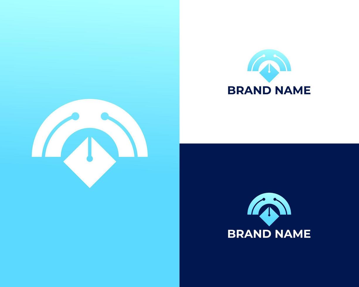creative modern latter m tech and education logo design vector