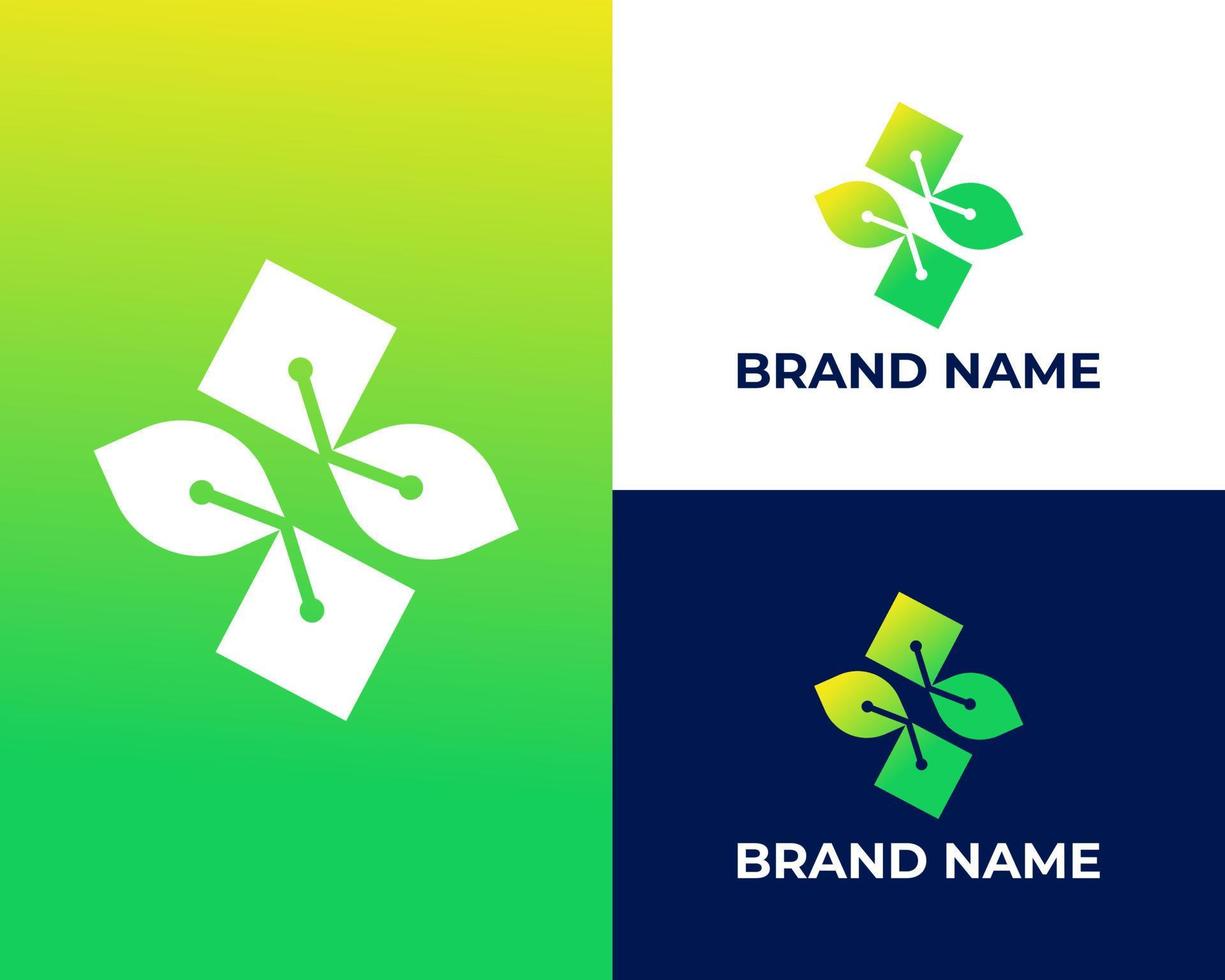 leaf tech logo with letter S and modern design vector