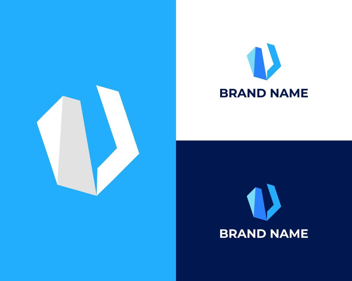 plantilla de diseño de logotipo de empresa moderna letra u vector