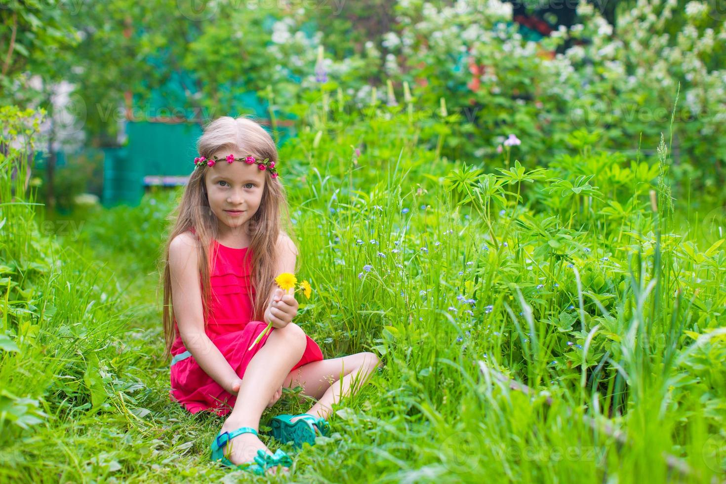 Little girl on the park outdoors photo