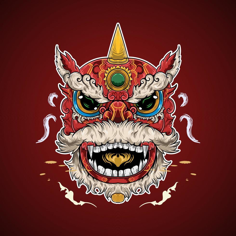 Chinese Barongsai Lion Dance Celebration Illustration Artwork Drawing Vector
