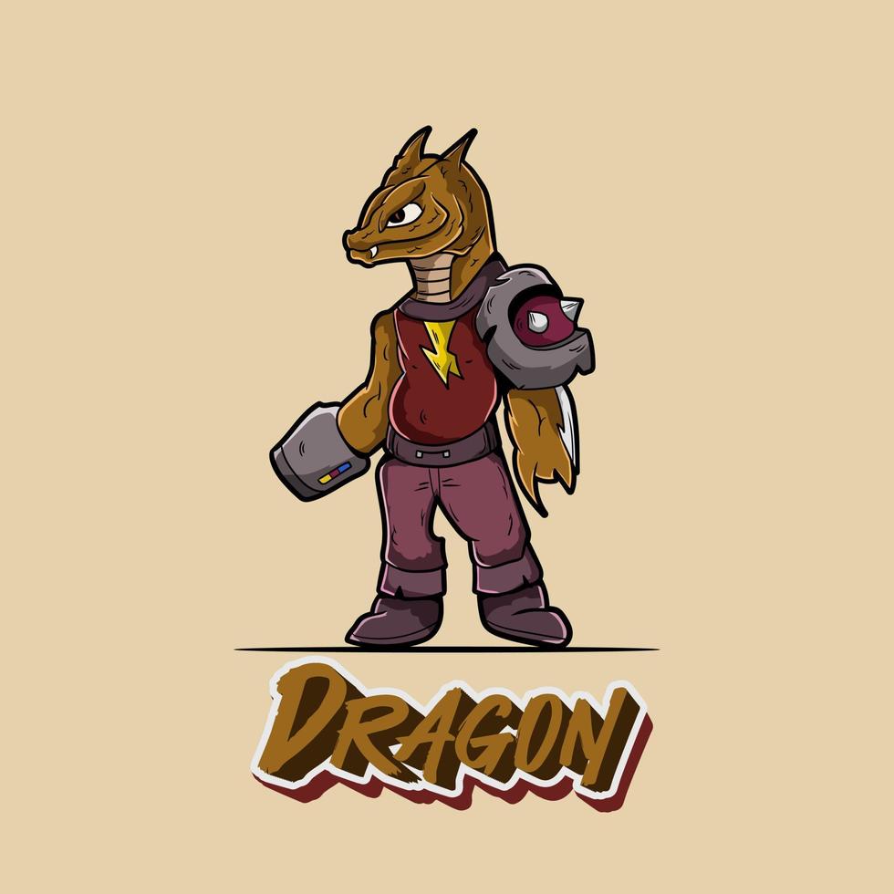 Dragon Warrior Cannon Character Design Illustrator Vector