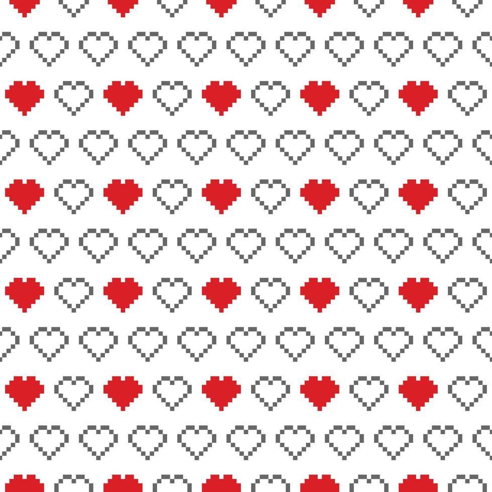 Seamless Pixel Heart Pattern Swatch vector