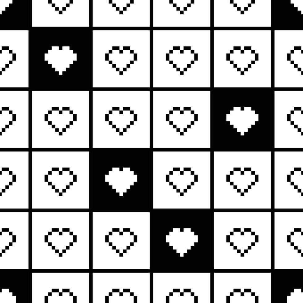 Seamless Pixel Heart Pattern Swatch vector