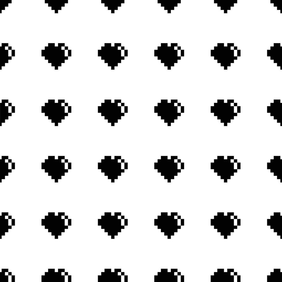 Seamless Pixel Heart Pattern Swatch vector