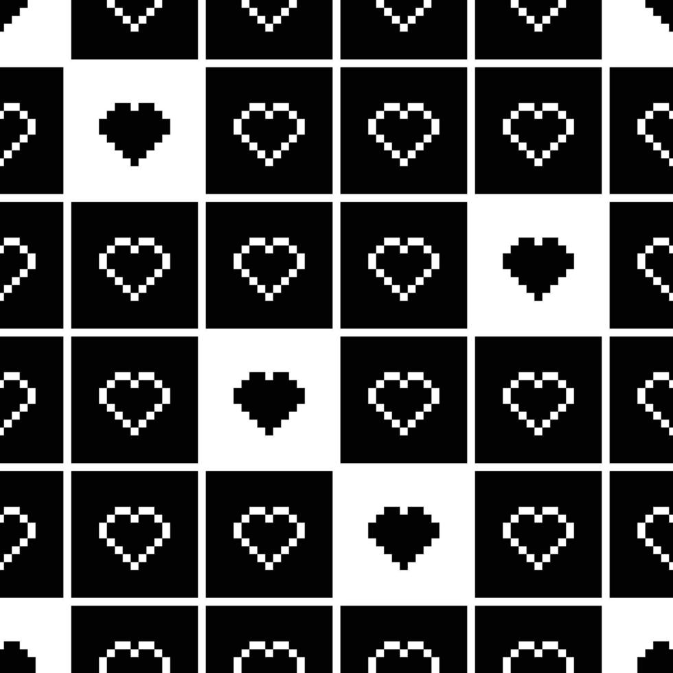 Seamless Pixel Heart Pattern Swatch vector