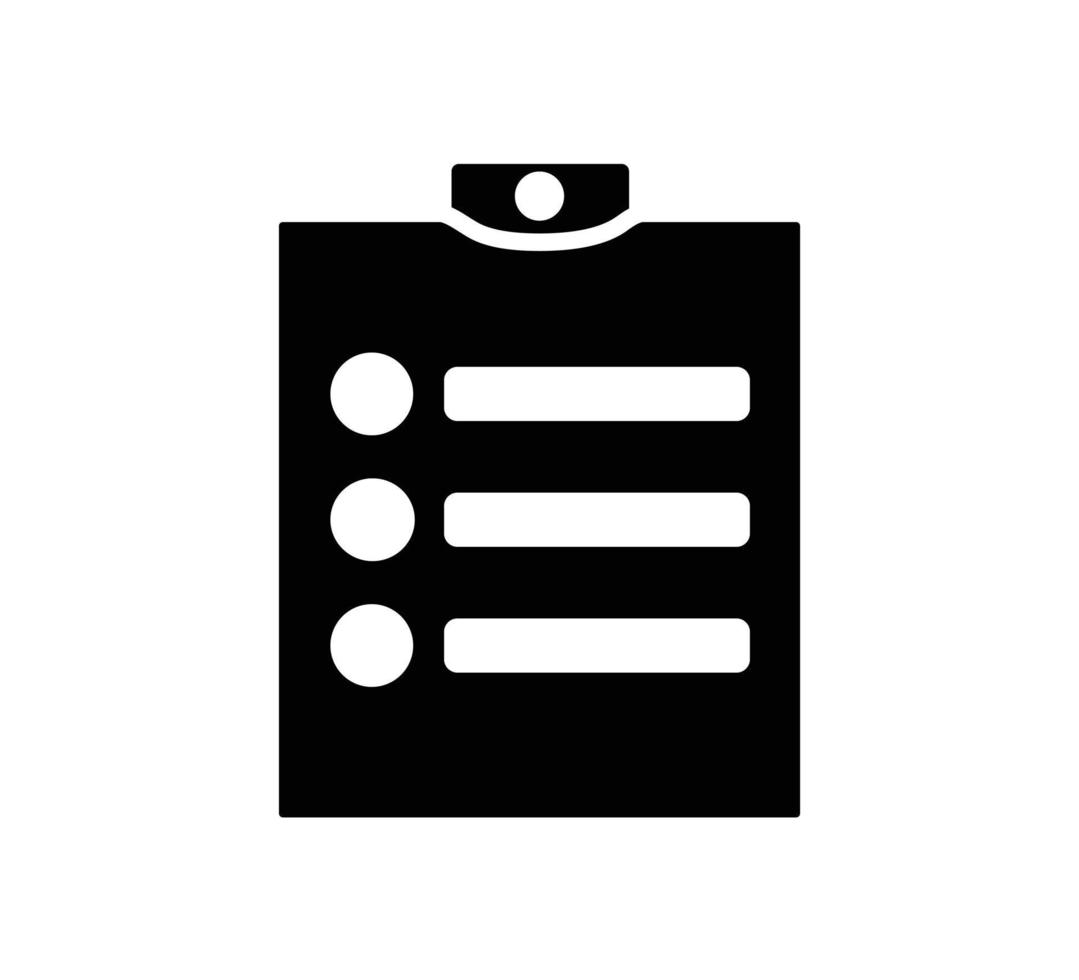 Clipboard with checklist icon on white background. Vector illustration.