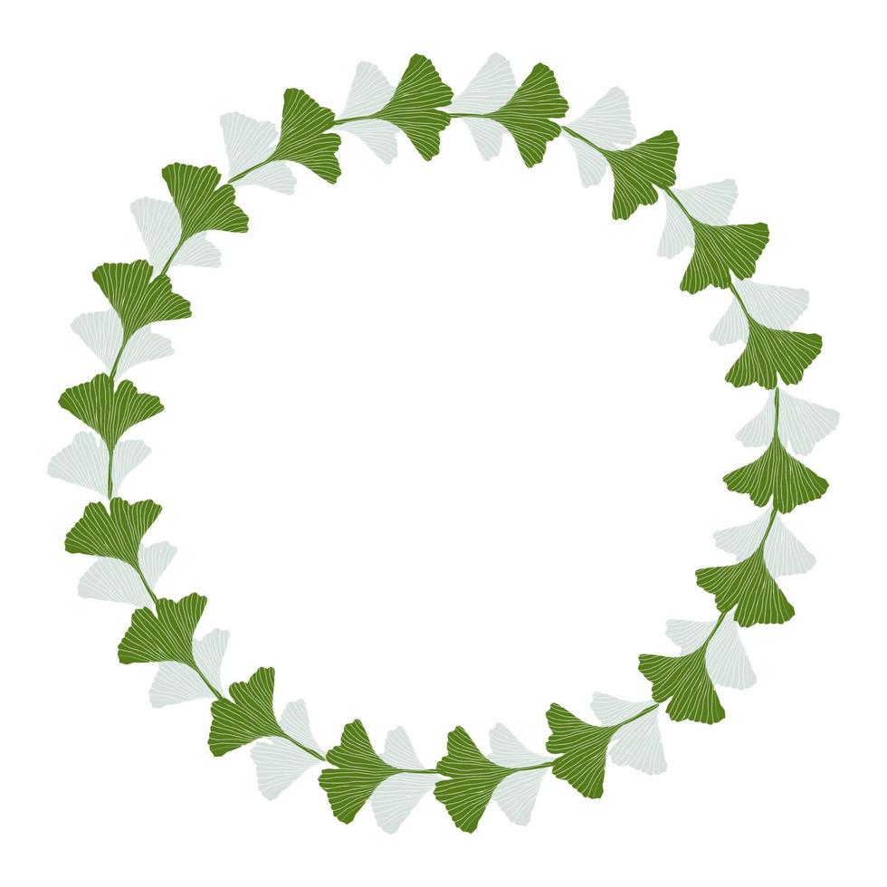 ginkgo leaves circle wreath vector