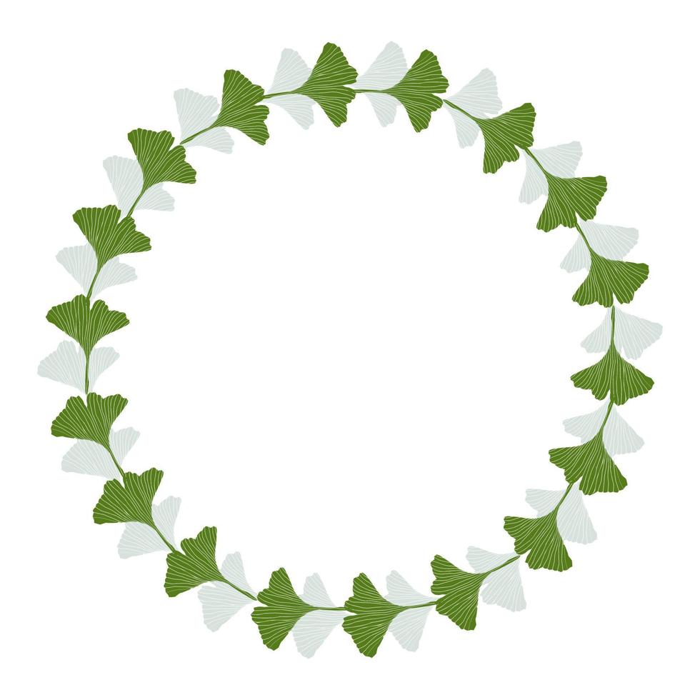 gingko hojas circulo guirnalda vector