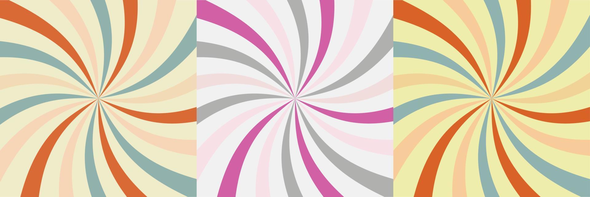 Set of retro sunburst background, 80s style, poster design vector