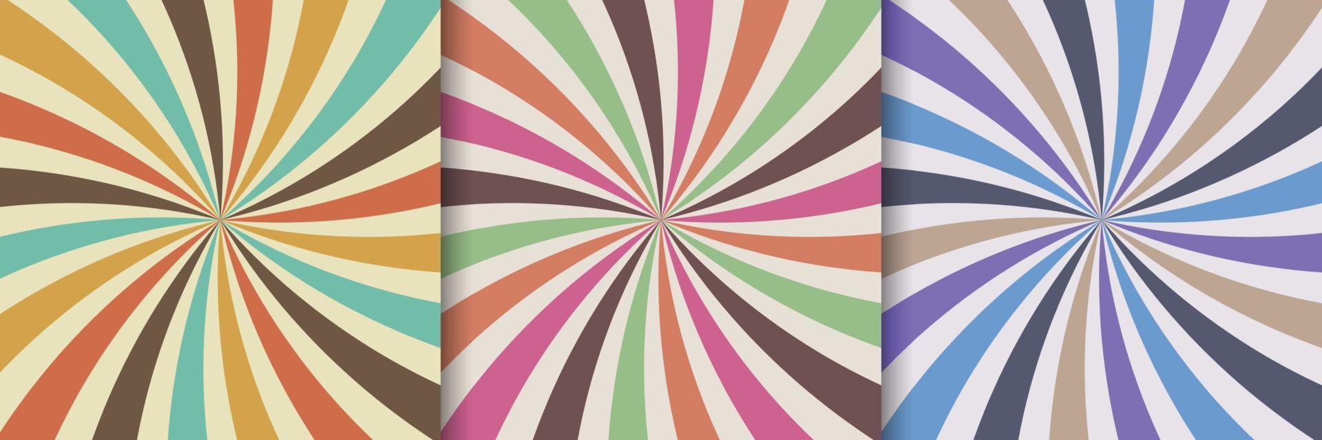 Set of retro sunburst background, 80s style, poster design vector