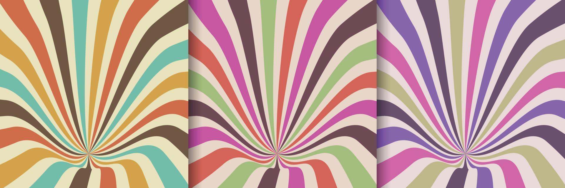 Set of retro sunburst background, 80s style, poster design vector