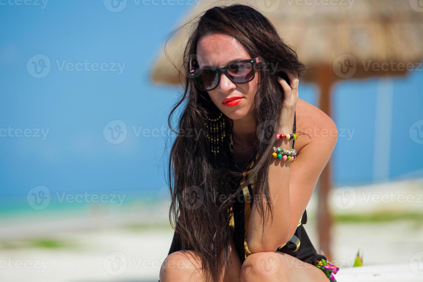 Beautiful woman on the beach photo