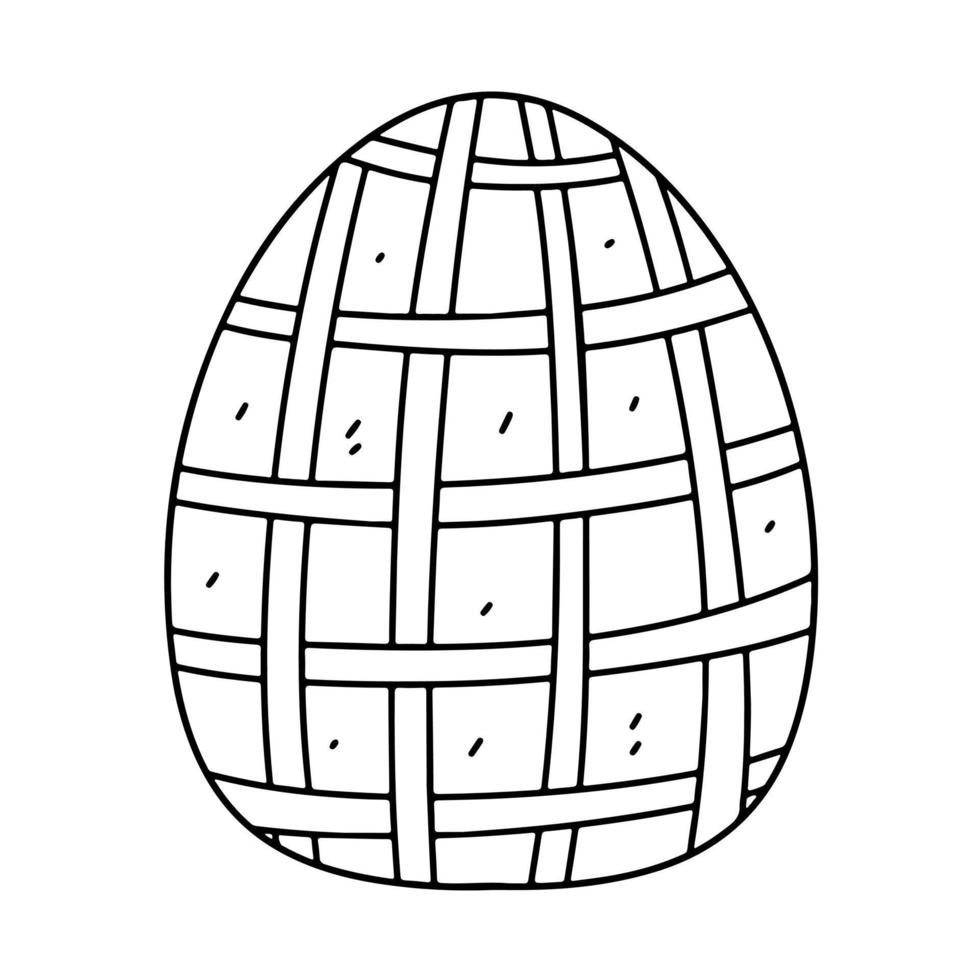 Easter egg in hand drawn doodle style. Coloring book for children. vector