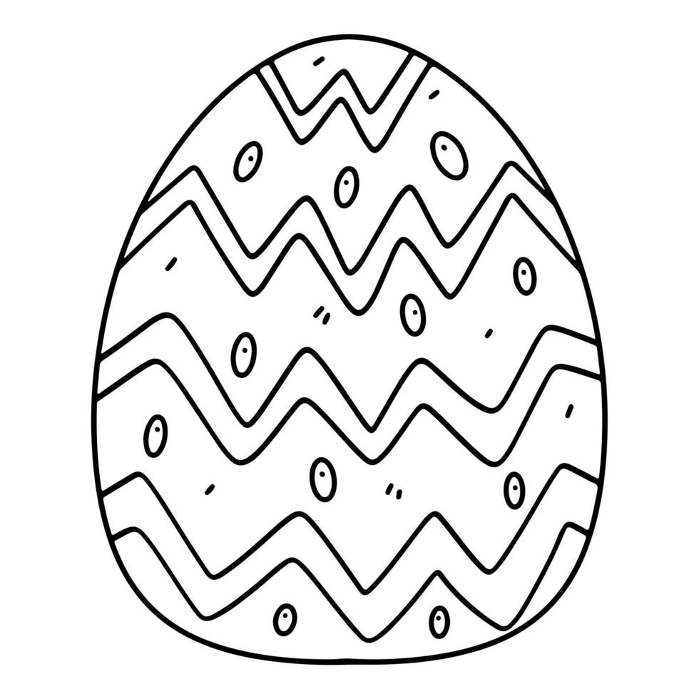 Easter egg in hand drawn doodle style. Coloring book for children. vector