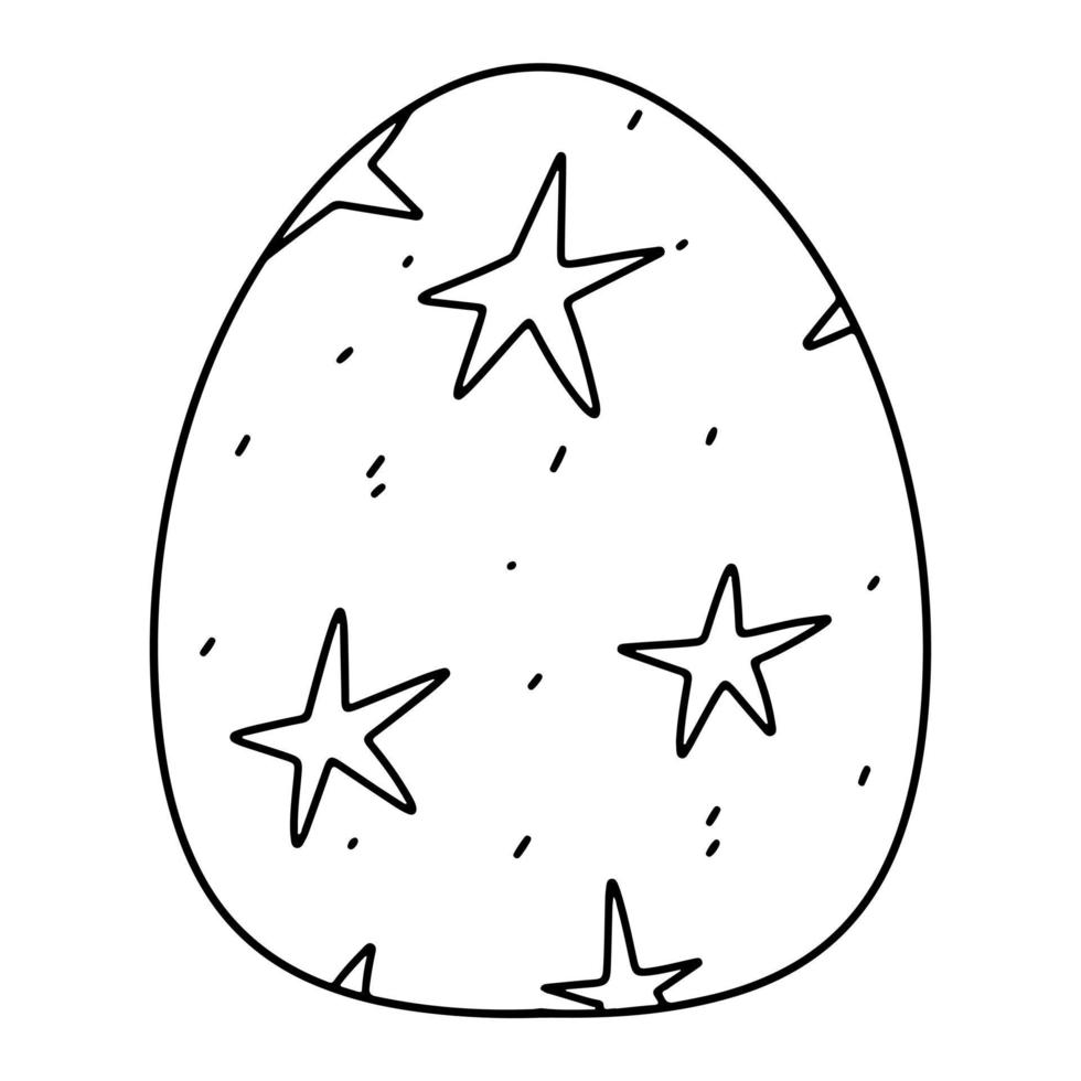 Easter egg in hand drawn doodle style. Coloring book for children. vector