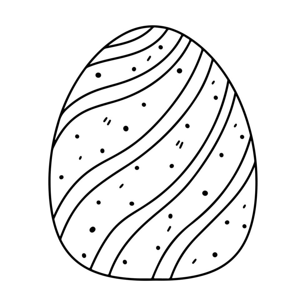 Easter egg in hand drawn doodle style. Coloring book for children. vector