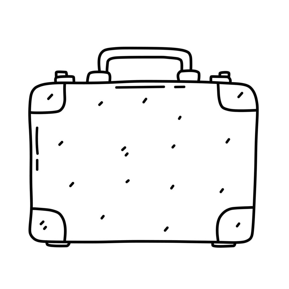 Suitcase in hand drawn doodle style. Laggage vector icon for web design isolated on white background.