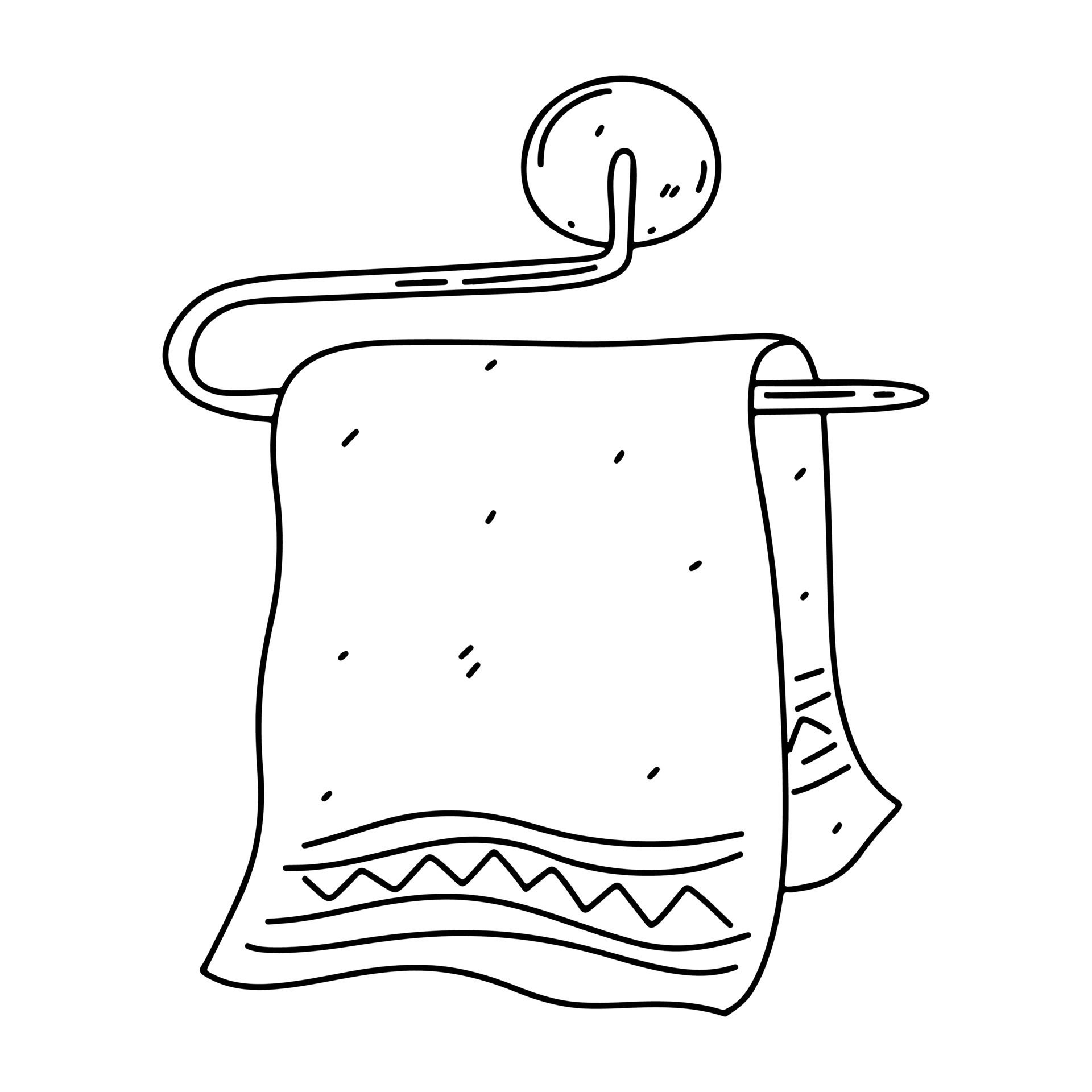 Towel in hand drawn doodle style. Vector illustration isolated on white
