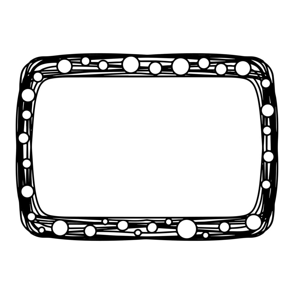 Doodle style decorative rectangle frame. Cute Vector illustration.