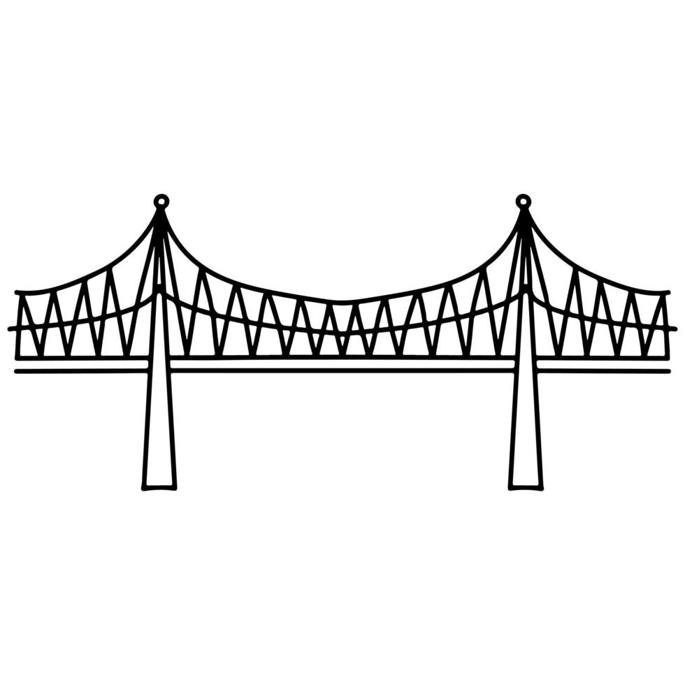 puente en mano dibujado garabatear estilo. arquitectura construcción de ciudad puente. vector ilustración aislado en blanco antecedentes.