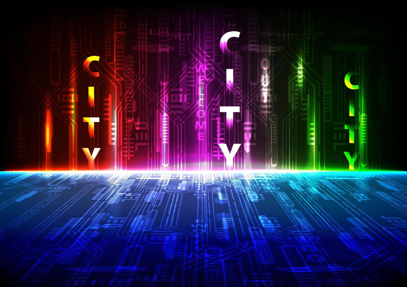Abstract technology City background Hitech. Perspective Distort, vector illustration.