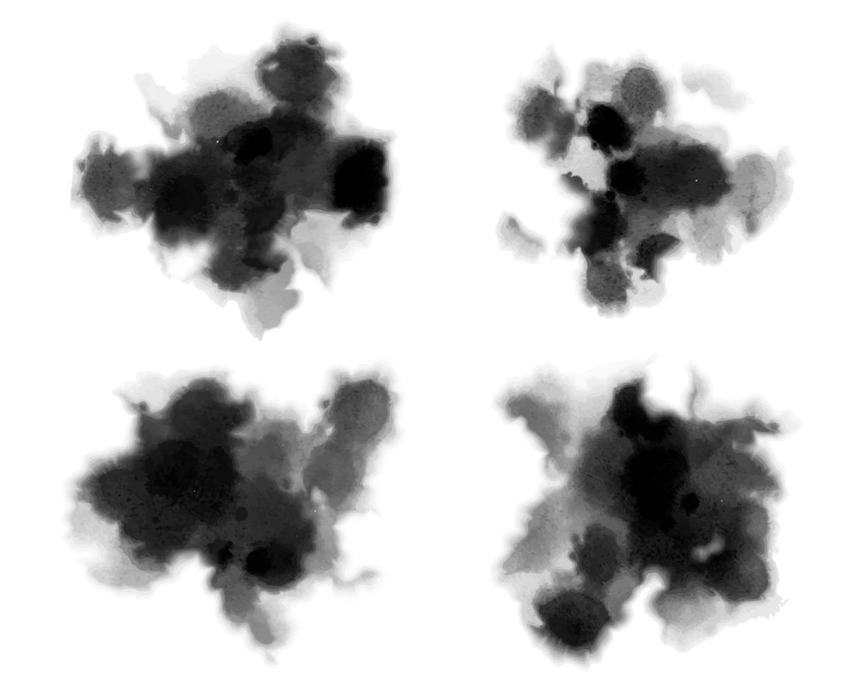 Artistic black ink smear paint texture. Set of watercolor stains, blots. watercolor background vector