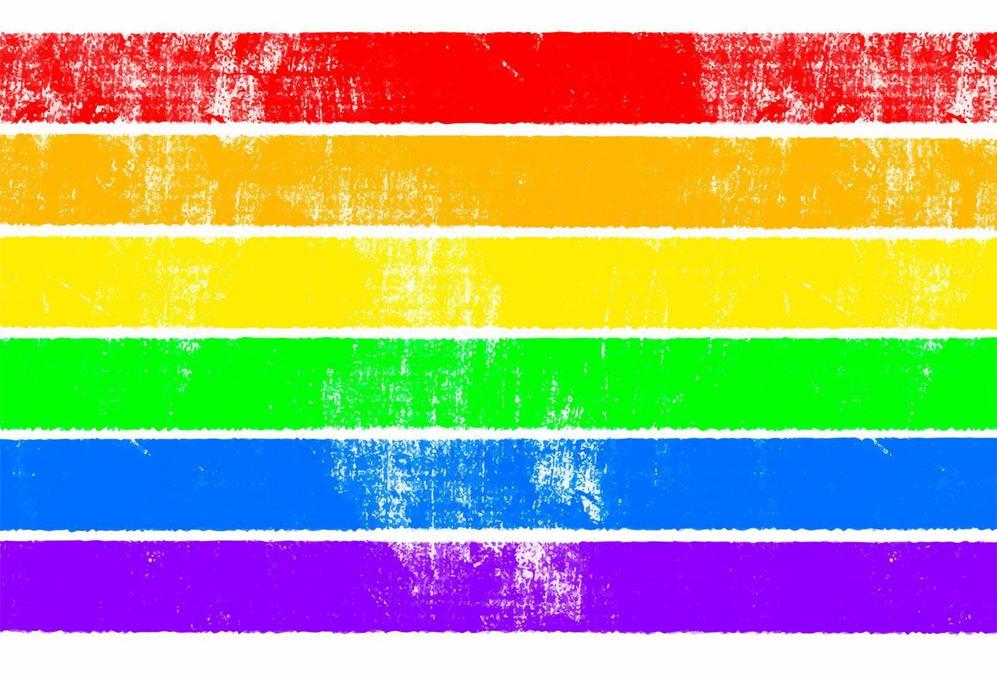 arco iris bandera lgbt. vistoso dibujado a mano bandera con grunge textura. vector ilustración.