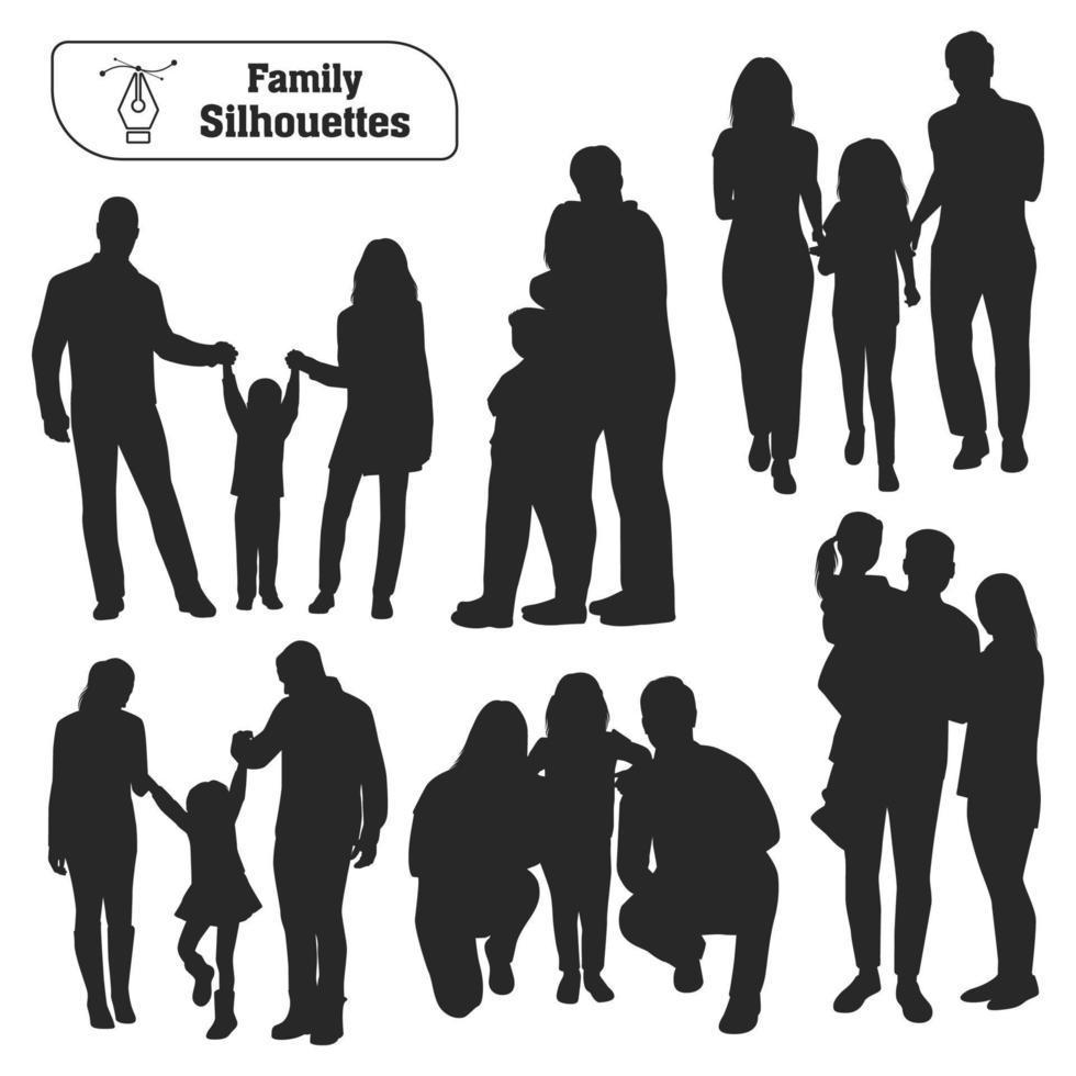 Vector collection of family silhouettes