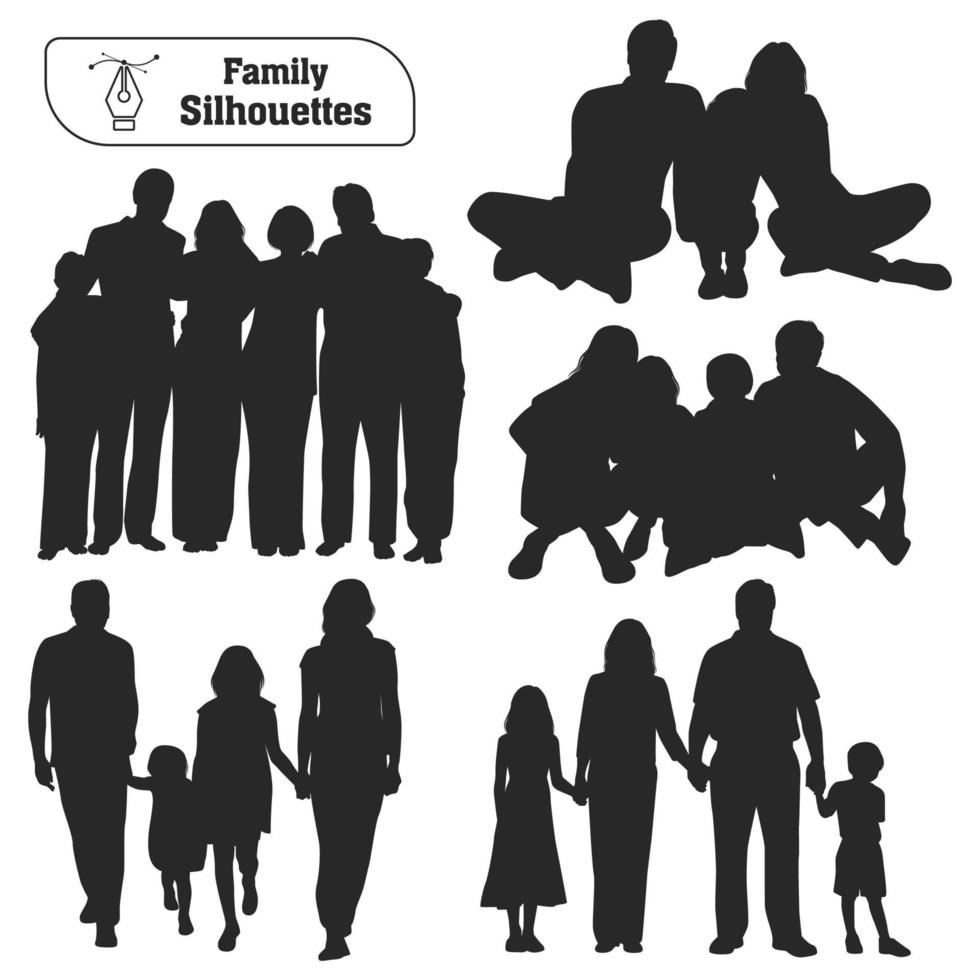 Vector collection of family silhouettes