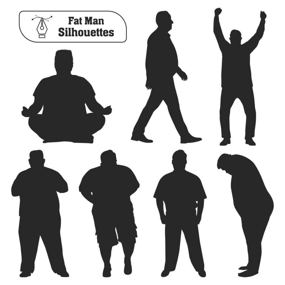 Fat man Silhouettes vector collection