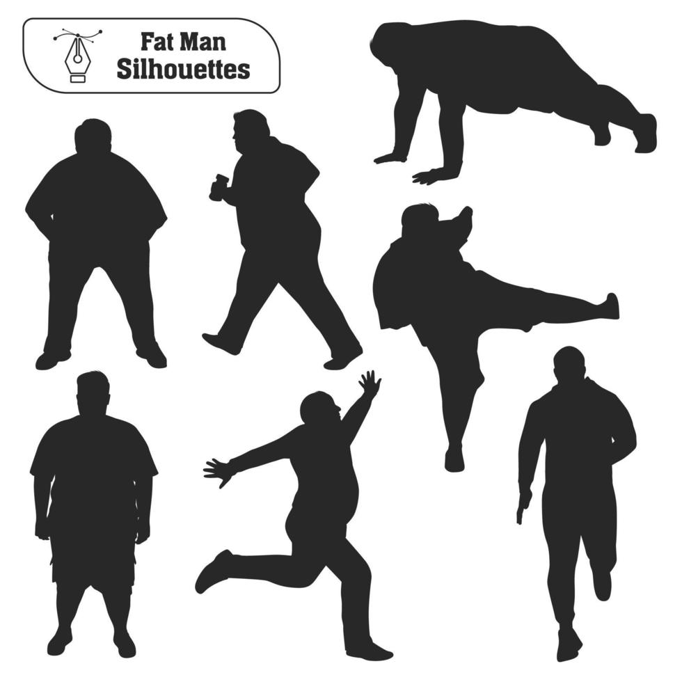 Fat man Silhouettes vector collection