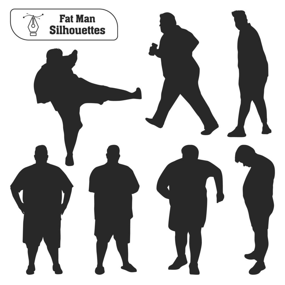 Fat man Silhouettes vector collection