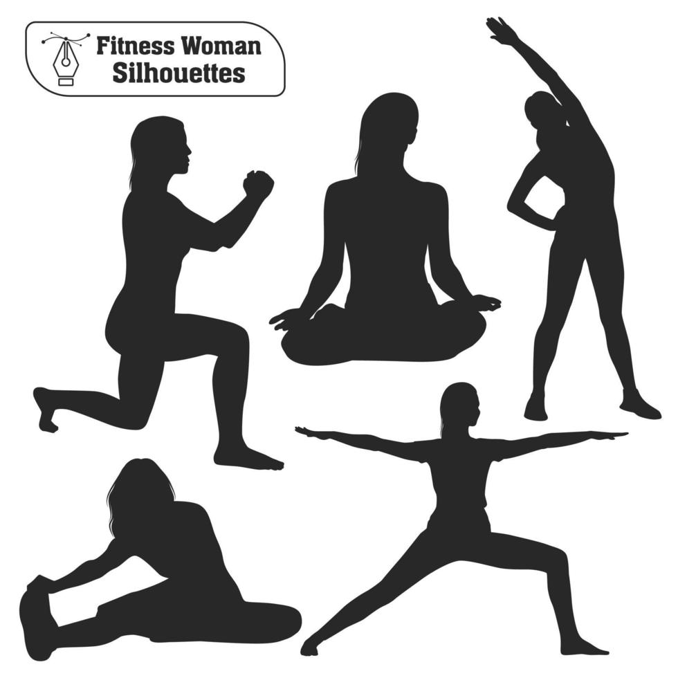 Vector collection of Fitness Woman silhouettes