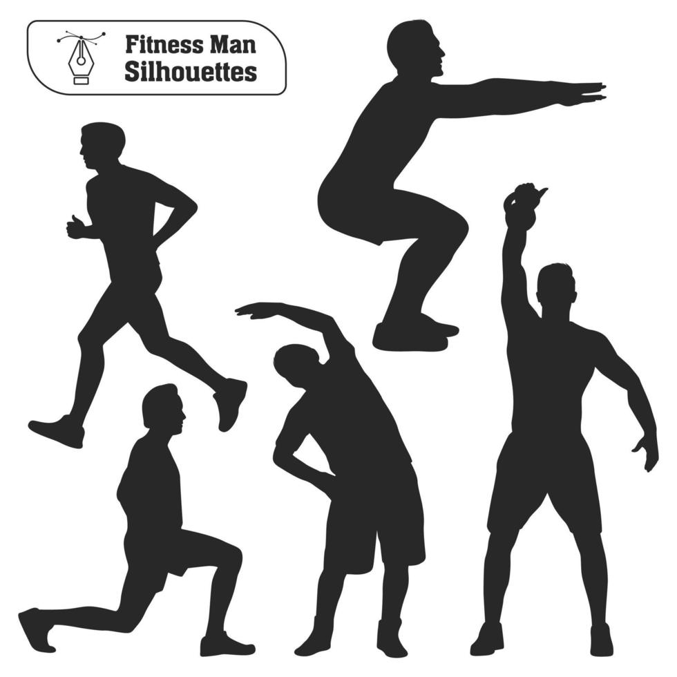 Vector collection of Fitness man silhouettes