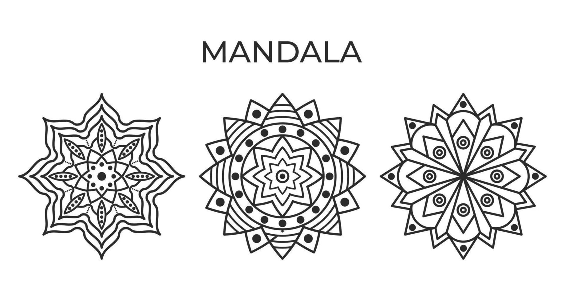 Collection Of Indian Mandala. Pattern Design Concept For Mehndi Or Tattoo Vector Illustration