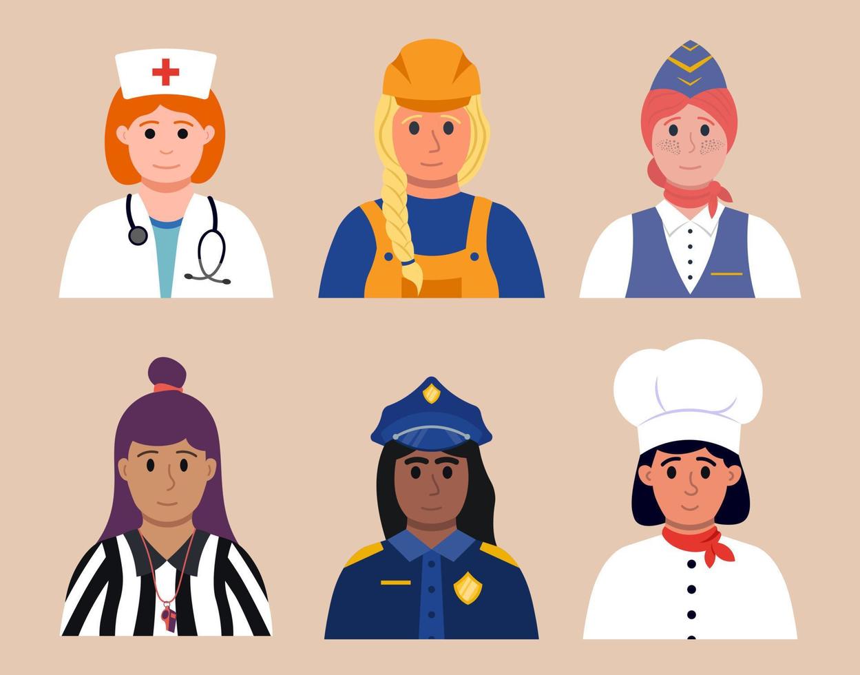 Women Of Different Professions. Femisim And Equality Concept Flat Style Vector Illustration